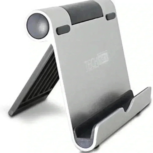 TechMatte iPhone/iPad Brushed Silver Metal Adjustable Stand Holder NWT - Picture 1 of 9